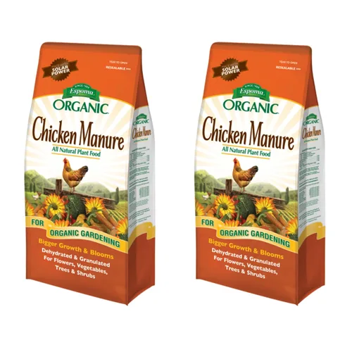 Vista 2 de Espoma Bolsa de estiércol de pollo orgánico de 25 libras. Fertilizante natural y orgánico para todas las flores, verduras, árboles y arbustos.