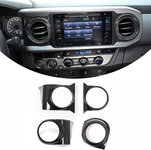 Vista 9 de 4 piezas de anillos de ventilación de aire acondicionado para consola central interior de ABS para automóvil, marco de cubierta de borde