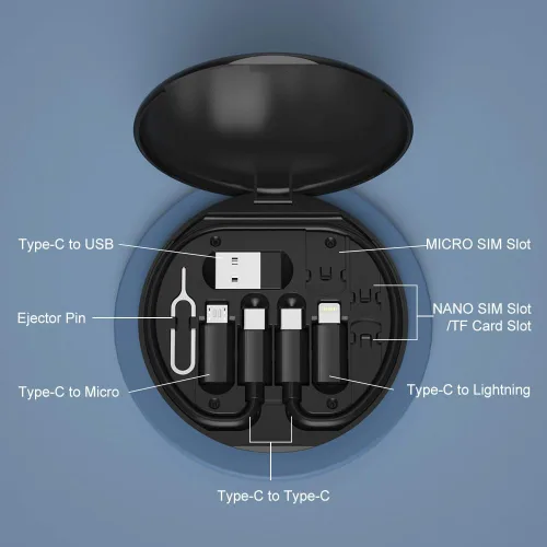 Vista 2 de Adaptador USB YANZI, cable de carga Micro USB con adaptador USB C para iluminación, adaptador de iluminación a USB C, caja de almacenamiento