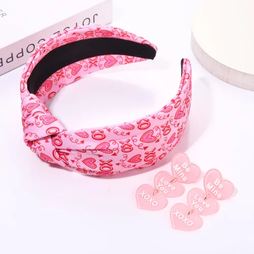 Vista 85 de YAHPERN Diadema para el día de San Valentín para mujer, colorida diadema de algodón con estampado de corazón de conversación XOXO Love, diadema