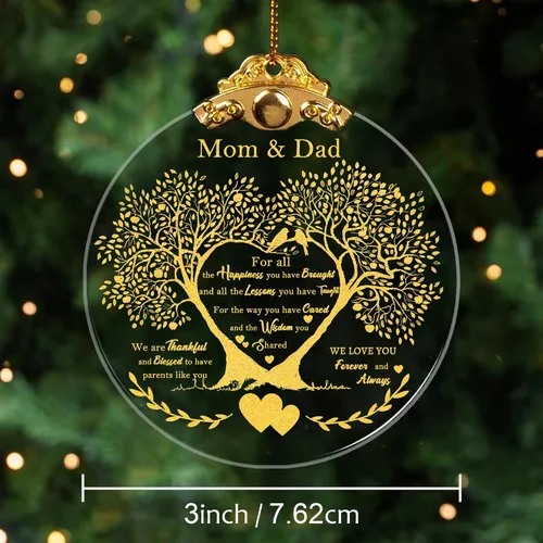 Vista 2 de Regalo de adorno de aniversario para mamá y papá de boda, adorno de aniversario de mamá y papá, regalo de adornos de vidrio de Navidad para mamás
