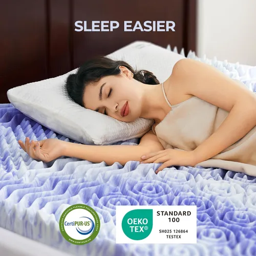 Vista 3 de Dreamsmith Cubrecolchón tamaño individual, 3 pulgadas, 7 zonas, de espuma viscoelástica, para aliviar la presión, fabricado con espuma certificada