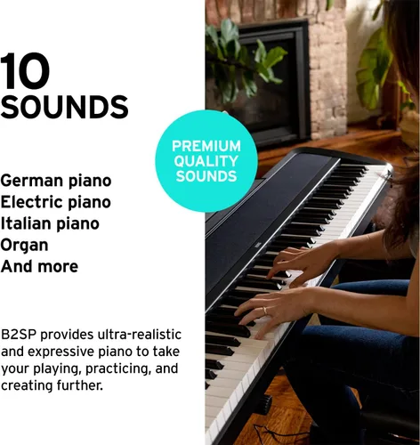 Vista 2 de Korg B2 Piano digital de 88 teclas con audio y USB MIDI - Software incluido - Negro (B2BK)