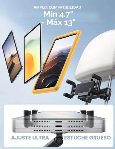 Vista 5 de Lamicall Soporte para Tableta de Reposacabezas de Coche - [Bloqueable] [Compatible con Fundas Gruesas] [Clip Plegable] Soporte para Tableta