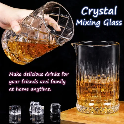 Vista 6 de Vasos cocteleros de 24 onzas – Barra de cristal de 24.0 fl oz con vasos de agitación (2 piezas) para whisky, Martini, Old Fashioned
