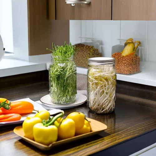 Vista 7 de Lulonpon Juego de 2 tarros para cultivar brotes, tarros de boca ancha de un cuarto de galón con tapas de germinación de pantalla de acero