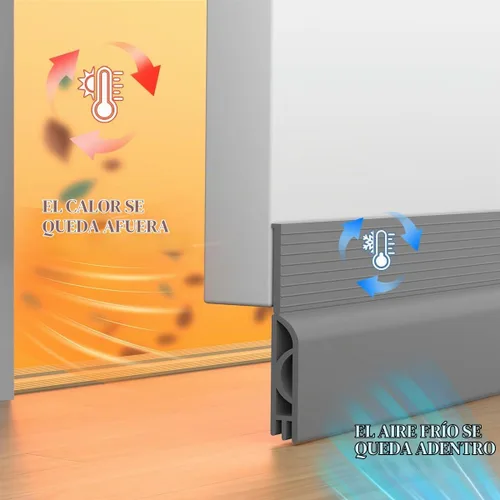 Vista 4 de Tope de corriente de puerta Pundin, barrido de puerta ajustable para la parte inferior de la puerta, sello de puerta inferior de silicona para Gris