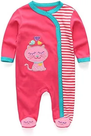 Vista 3 de Kiddiezoom Mameluco de una pieza de algodón con pies ajustados para bebés y niños pequeños