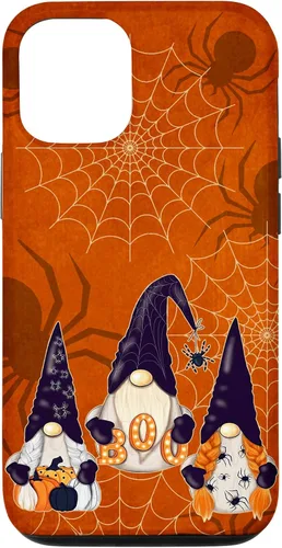Vista 26 de iPhone 16 Spooky Halloween Gnomes Pumpkin Spider Pattern Witchy Boo Case
