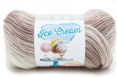 Vista 64 de Lion Brand Yarn, Hilo para Bebé Ice Cream para tejer, ganchillo y manualidades, Baseball Nut, 1 paquete, fibra acrílica colorida de peso DK