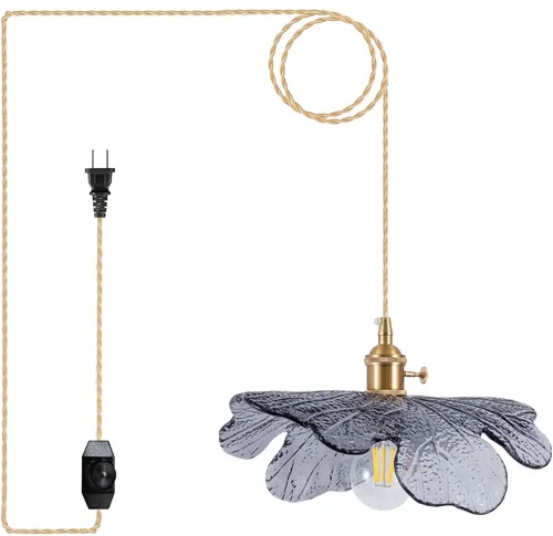 Vista 38 de Luminarias de Lámpara Colgante, Lámpara Colgante con Enchufe de Cristal de 6.6 Pulgadas, Lámpara Colgante de Cristal, Iluminación Colgante E26