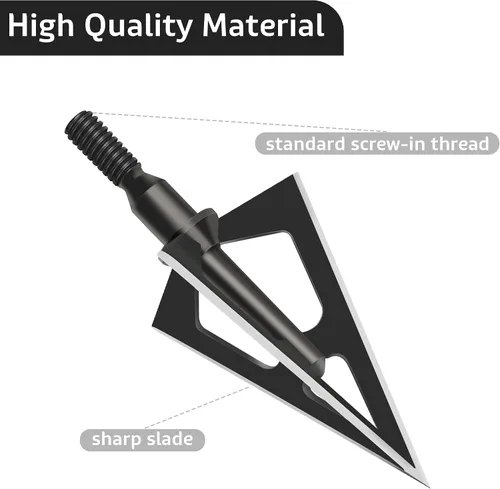 Vista 3 de Hunting Broadheads with 3 Fixed Blade 100 Grain Screw-in Archery Broadheads Compatible with Crossbows,Recurve and Compound Bows