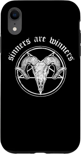 Vista 24 de Funda para iPhone 14 Occult Baphomet Tarot Card Satanic Devil Sinners are Winners
