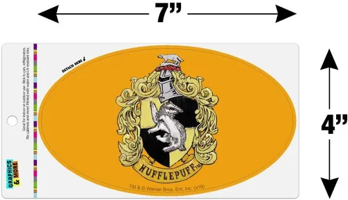 Vista 4 de Harry Potter Hufflepuff pintado cresta automotriz coche refrigerador taquilla vinilo euro imán oval