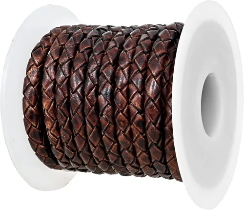 Vista 9 de GENIQUE Cordón de Cuero Trenzado Redondo Genuino, Cuerda de Cuero para Manualidades, Hacer Joyería, Collares, Pulseras (5 Metros)