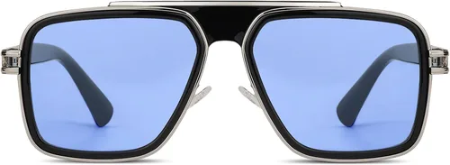 Vista 2 de Freckles Mark Lentes de sol retro de moda para hombres y mujeres, tonos vintage de los años 70, estilo italiano, cuadrados, de metal