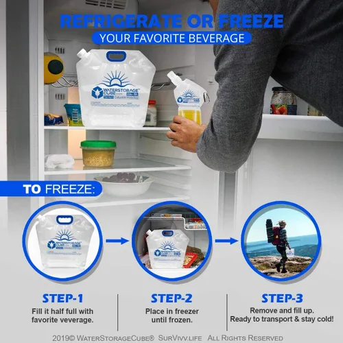 Vista 4 de WaterStorageCube Contenedor de Agua Plegable Premium, Bolsa Libre de BPA de Plástico Transparente Grado Alimenticio para Camping, Senderismo