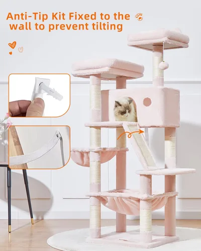 Vista 72 de Taoqimiao Árbol para gatos de 57.5 pulgadas, torre para gatos de interior para adultos, condominio extragrande para gatos, 8 postes rascadores
