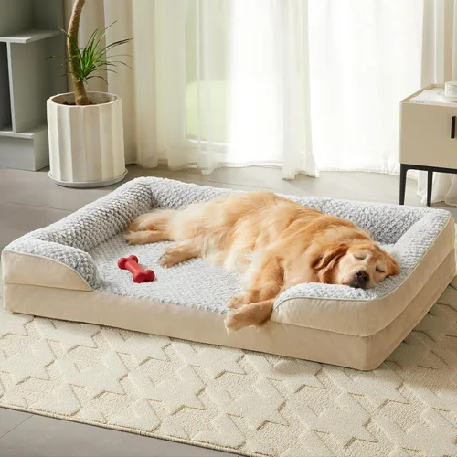 Vista 19 de LEXTRO Cama ortopédica para perros extra grandes, cama de espuma para perros extra grandes, equipada con funda de almohada extraíble impermeable
