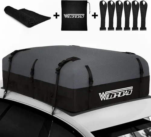 Vista 11 de Bolsa de Transporte de Carga para Techo, WILDROAD 21 Pies Cúbicos, Tela 600D Ultra Resistente a Desgarros, Impermeable, Bolsa de Techo Blanda