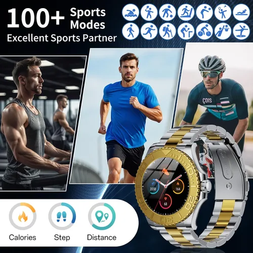 Vista 4 de J-CD Reloj inteligente para hombre, pantalla HD de 1.32 pulgadas, compatible con hacer y recibir llamadas, monitor de sueño, modo deportivo, reloj