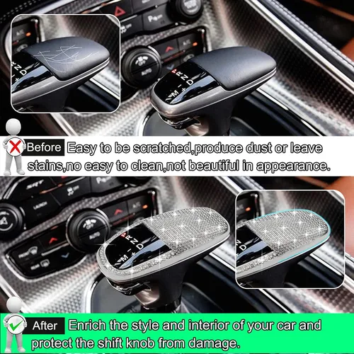 Vista 6 de Cubierta de cabeza de perilla de cambio brillante para accesorios Dodge Charger 2015-2023 Challenger 2015-2023 2024 Durango 2016-2025 2026 ABS