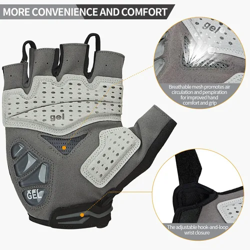 Vista 3 de Souke Sports Guantes de ciclismo para hombre con almohadillas de gel, guantes de bicicleta de medio dedo, ligeros, antideslizantes, absorben