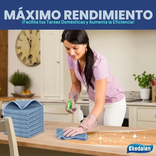 Vista 5 de Ekedalen Paño de limpieza de microfibra tejido de gofre para quitar el polvo, toalla absorbente de secado rápido, trapos de polvo para la cocina