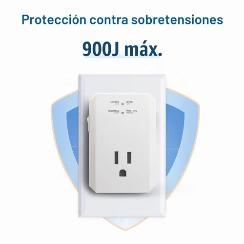 Vista 2 de BSEED Protector contra sobretensiones de una sola toma, Protector contra sobretensiones de pared pequeño con indicadores luminosos de protección a