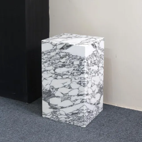 Vista 5 de Mesa auxiliar de mármol de lujo, mesa auxiliar cuadrada para sofá y cama modernos, sala de estar, sofá, dormitorio (Arabescato)