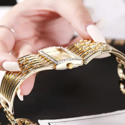 Vista 3 de Relojes de pulsera de moda para mujer reloj de pulsera analógico de cuarzo con esfera rectangular de lujo regalos para mujer