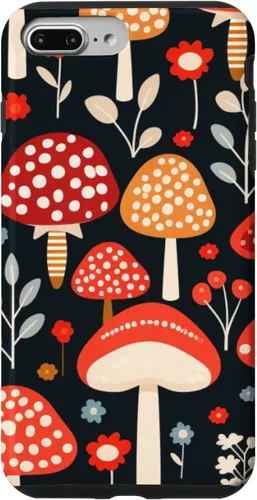 Vista 9 de Funda con estampado de hongos estéticos para iPhone 15 con diseño de hongos retro adorable