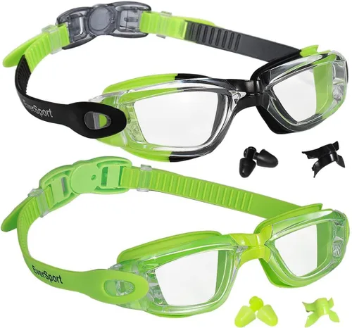 Vista 9 de EverSport Gafas de natación para niños, paquete de 2 gafas de natación para niños y adolescentes, gafas de natación antivaho anti-UV para jóvenes