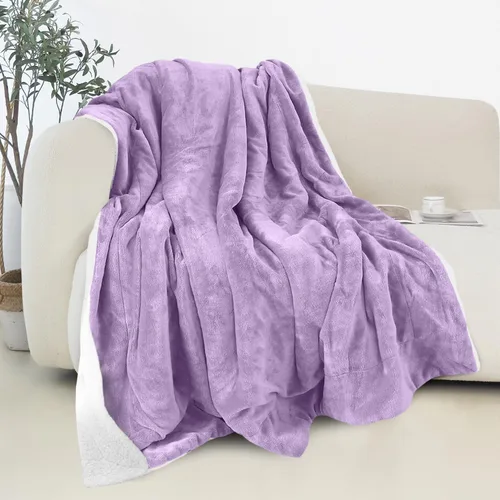 Vista 44 de Elegant Comfort - Manta reversible y ultra suave de franela con forro polar - Manta de sherpa navideña de invierno - Ligera, suave y acogedora