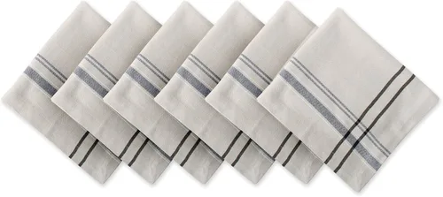 Vista 12 de DII - Servilletas para mesa estilo rústico, colección con rayas estilo francés, 20 x 20 pulgadas, color azul cambray, 6