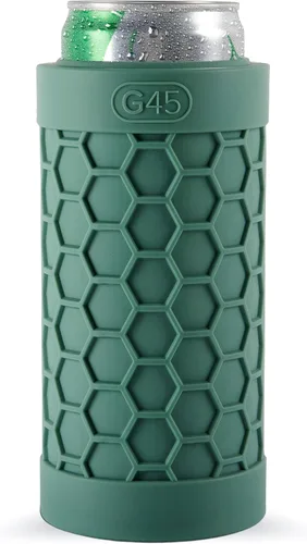 Vista 3 de G45 Enfriador de latas delgado, goma de silicona, aislado para latas delgadas de 12 onzas (verde)