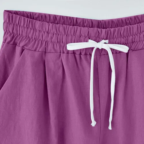 Vista 33 de Pantalones cortos sólidos con control de barriga, casuales, con cordón, cómodos, para mujer, pantalones cortos ligeros de verano para correr 2023