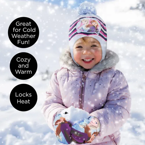 Vista 8 de Disney girls Winter Hat With Knit Mittens Set and Insulated Ski Ages 2-4 Or Frozen Knit Gloves and Glove Set Age 4-7