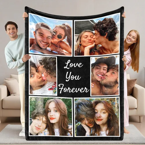 Vista 22 de ShineSand envía al día siguiente, cobija personalizada con texto de foto - impresa en EE. UU., cobijas con fotos personalizadas, regalos de Navidad