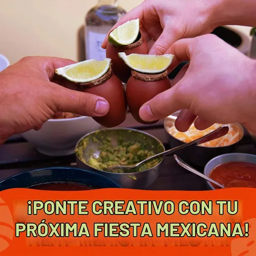 Vista 5 de Mini vasos de arcilla de 2 onzas, vasos de chupito de tequila, Cantaritos de Barro Mexicanos para tequila, margaritas, mojitos y más, vasos