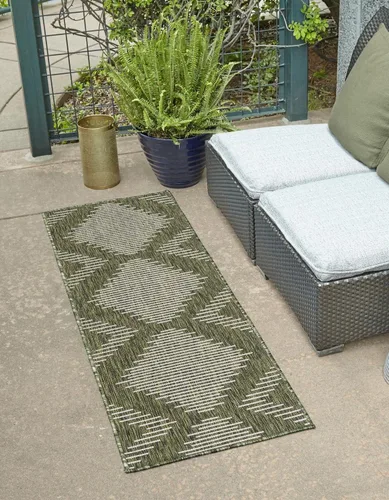 Vista 20 de Unique Loom Outdoor Modern Collection - Alfombra rectangular de 2 x 3 pies 1 pulgada, color azul y marfil