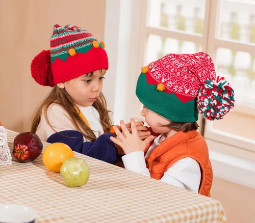 Vista 6 de LMLALML Sombreros de Navidad para mujeres niños y hombres elegante de punto cálido divertido gorro para Año Nuevo fiesta festiva