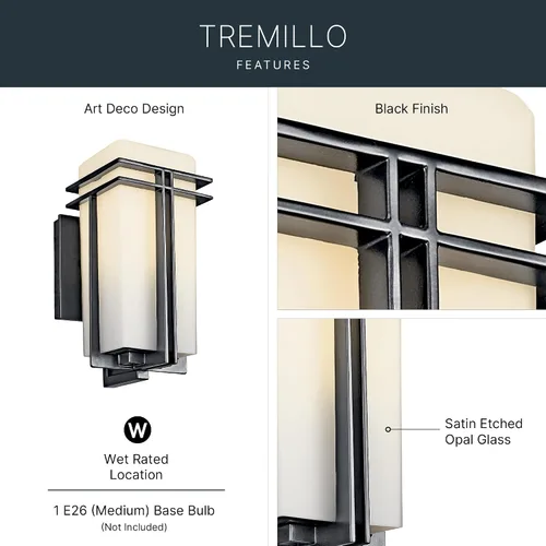 Vista 3 de Kichler lighting tremillo linterna luz de pared para exterior