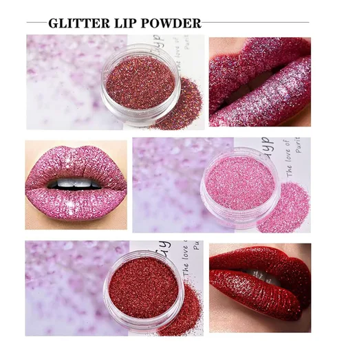 Vista 5 de Animakeup Kawaii Kisses - Kit de labios con purpurina de 4 colores, pastel de arándanos, acabado metálico y brillante con base para labios y pincel