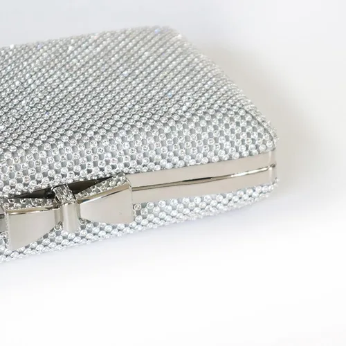 Vista 5 de Ayliss Bolso de mano con diamantes de imitación para mujer, bolso de noche con lazo, bandolera para novia, hombro, brillante, fiesta de graduación