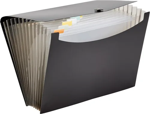 Vista 2 de Amazon Basics - Carpeta expandible organizadora de archivos, tamaño carta, negro y gris, 2