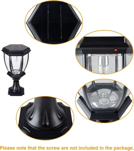 Vista 6 de Kendal Lámpara de luz LED accionada solar al aire libre grande (negro-8408-2packs)