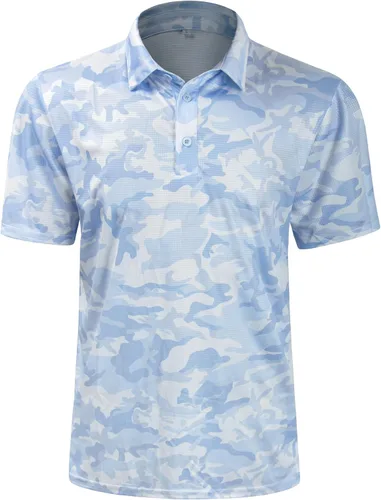 Vista 115 de TAPULCO Camisetas tipo polo de secado rápido para hombre, diseño de camuflaje, atléticas, ligeras, transpirables, casuales, para golf
