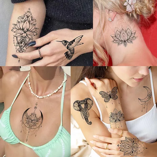 Vista 7 de VANTATY - Tatuajes temporales, diseño de flor 011