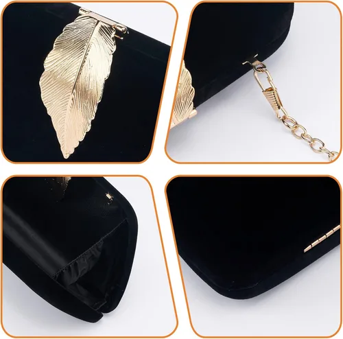 Vista 4 de WEIMZC Bolso de mano para mujer, bolso de noche con flecos, bolso de noche para fiesta, boda, bolso de mano con cadena, bolso cruzado